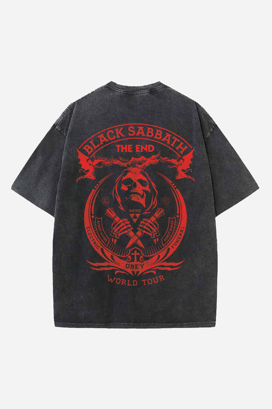 Black Sabbath Designed Oversized Acidwash T-shirt